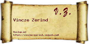 Vincze Zerind névjegykártya